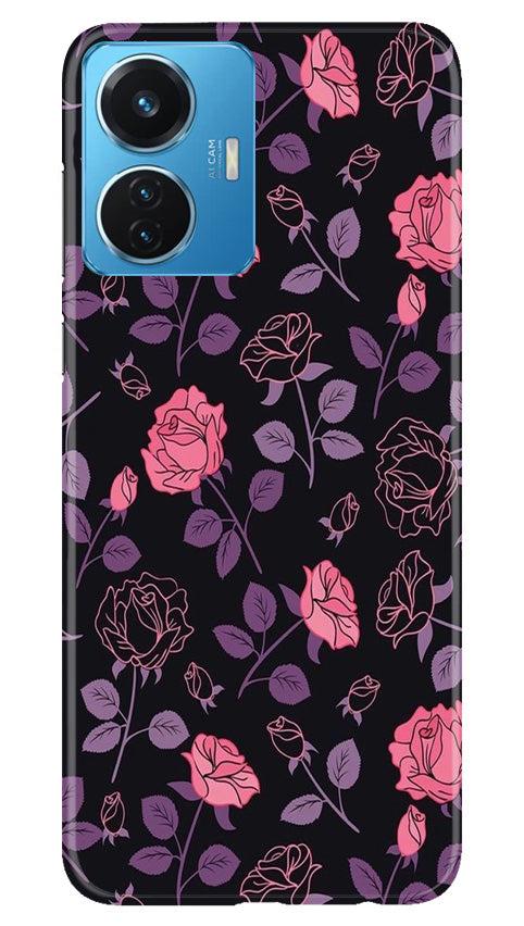 Rose Black Background Mobile Back Case for Vivo T1 44W (Design - 27) Rose Black Background Case for Vivo T1 44W