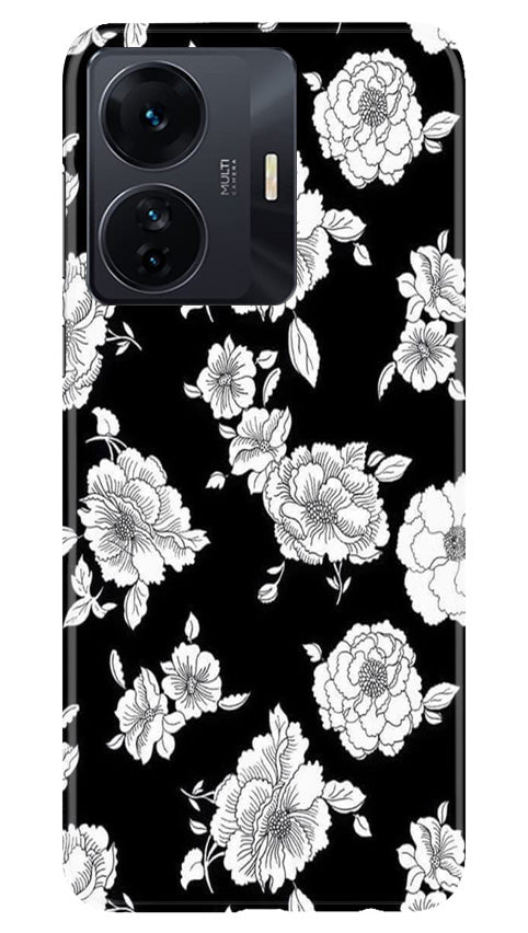 White flowers Black Background Mobile Back Case for Vivo IQOO Z6 5G (Design - 9) White flowers Black Background Case for Vivo IQOO Z6 5G