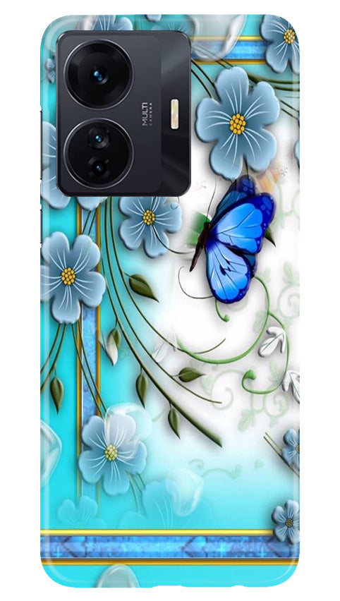 Blue Butterfly Mobile Back Case for Vivo IQOO Z6 5G (Design - 21) Blue Butterfly Case for Vivo IQOO Z6 5G