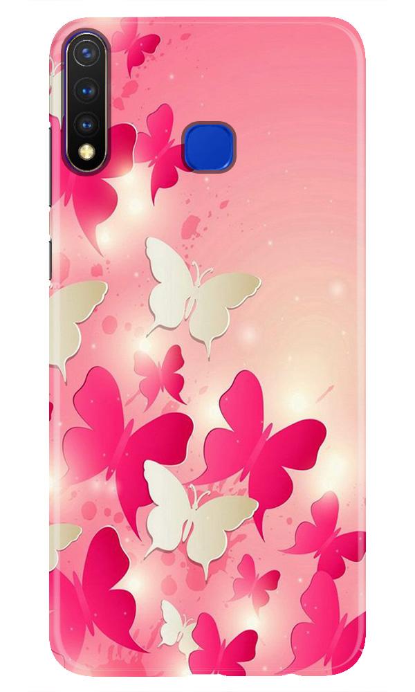 White Pick Butterflies Mobile Back Case for Vivo U20 (Design - 28) White Pick Butterflies Case for Vivo U20