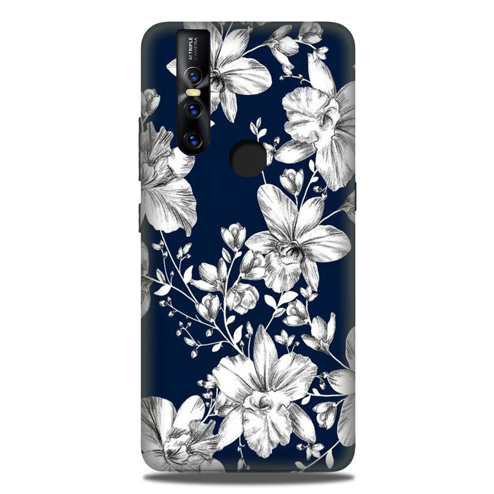 White flowers Blue Background Case for Vivo V15 White flowers Blue Background Case for Vivo V15