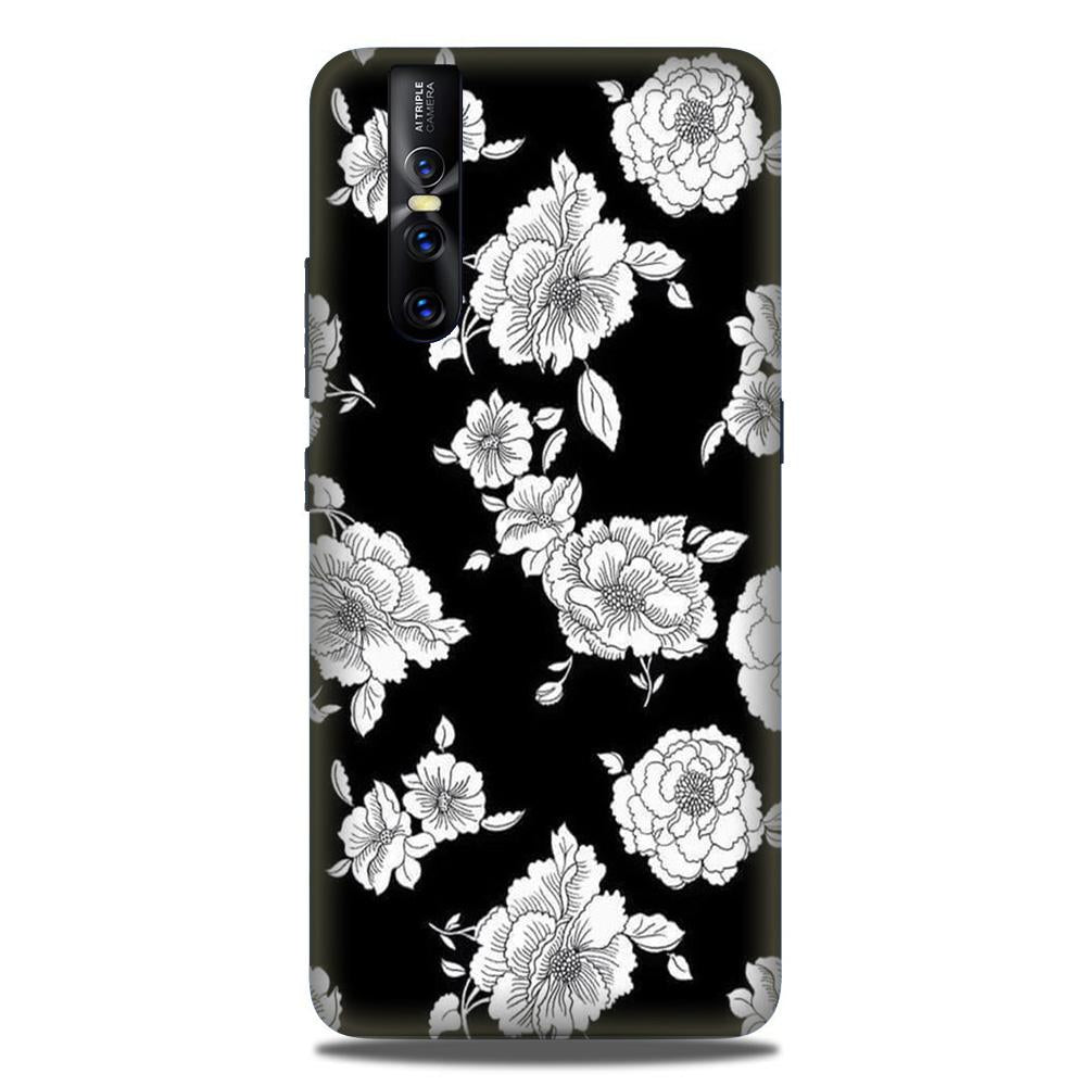 White flowers Black Background Case for Vivo V15 Pro White flowers Black Background Case for Vivo V15 Pro