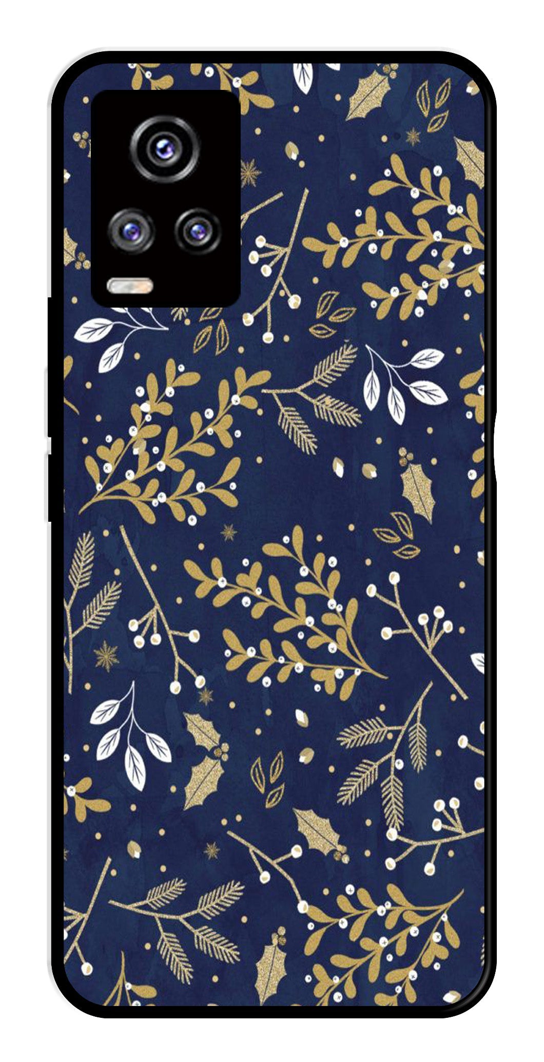 Floral Pattern Metal Mobile Case for Vivo V20 (Design No -52)