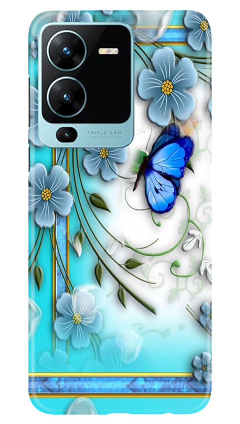 Blue Butterfly Mobile Back Case for Vivo V25 Pro 5G (Design - 21) Blue Butterfly Case for Vivo V25 Pro 5G