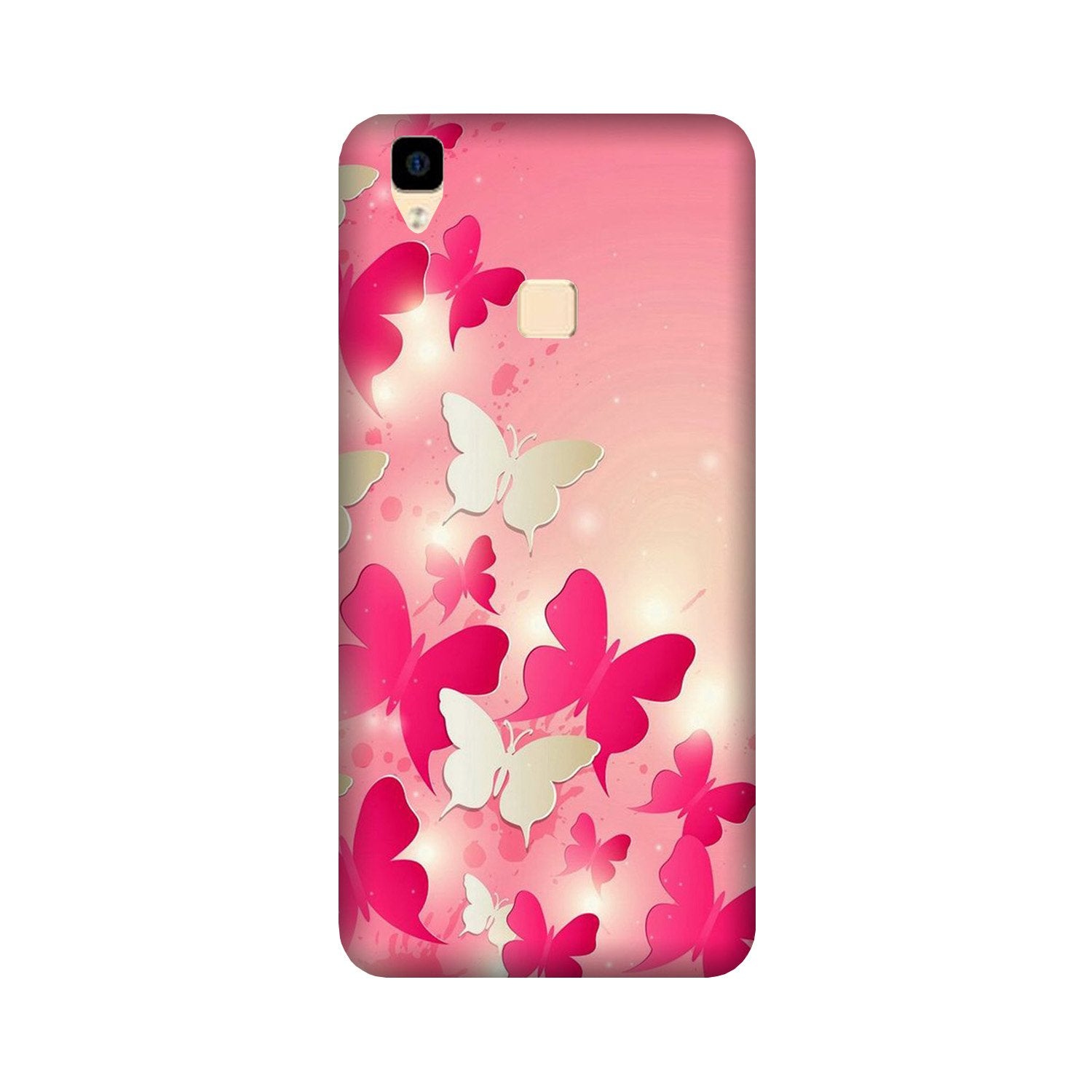 White Pick Butterflies Case for Vivo V3 Max White Pick Butterflies Case for Vivo V3 Max