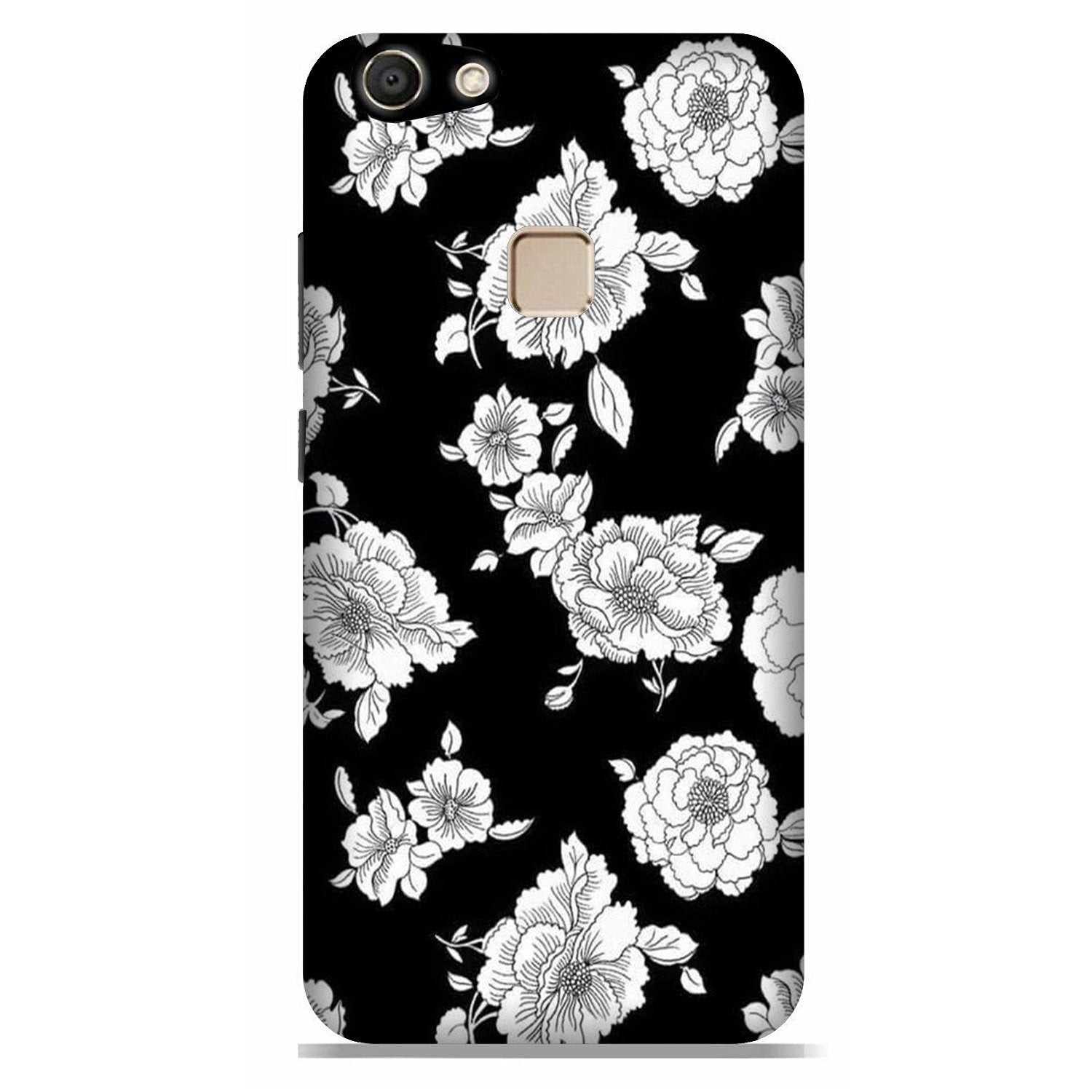 White flowers Black Background Case for Vivo V7 White flowers Black Background Case for Vivo V7