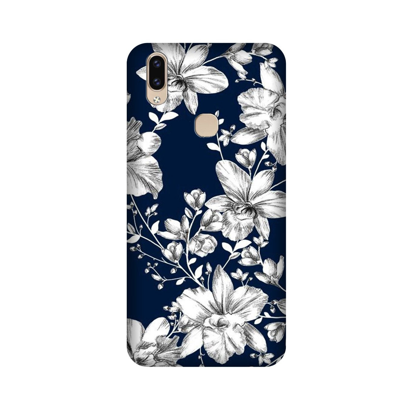 White flowers Blue Background Mobile Back Case for Vivo V9 pro (Design - 14) White flowers Blue Background Case for Vivo V9 pro