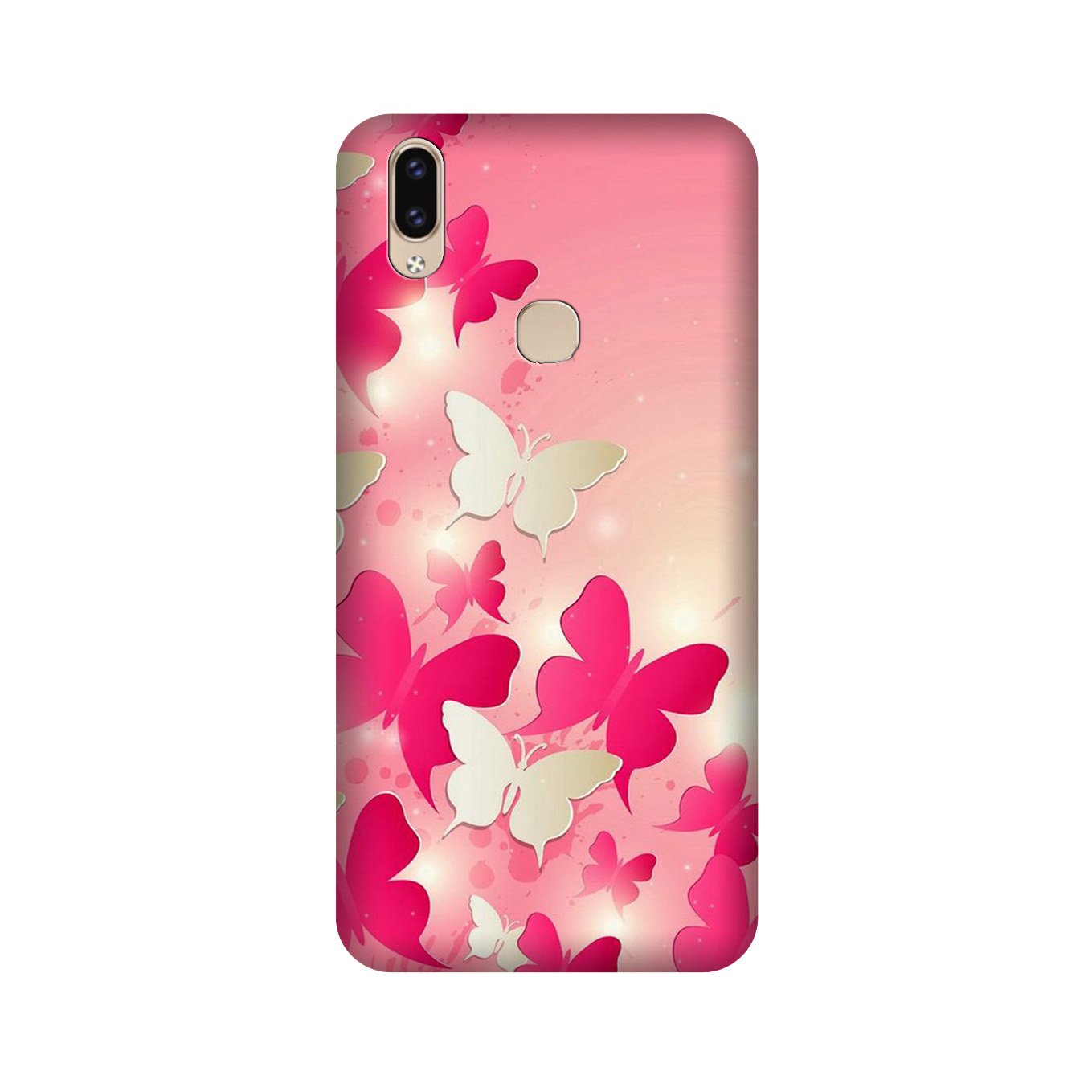 White Pick Butterflies Mobile Back Case for Vivo V9 pro (Design - 28) White Pick Butterflies Case for Vivo V9 pro