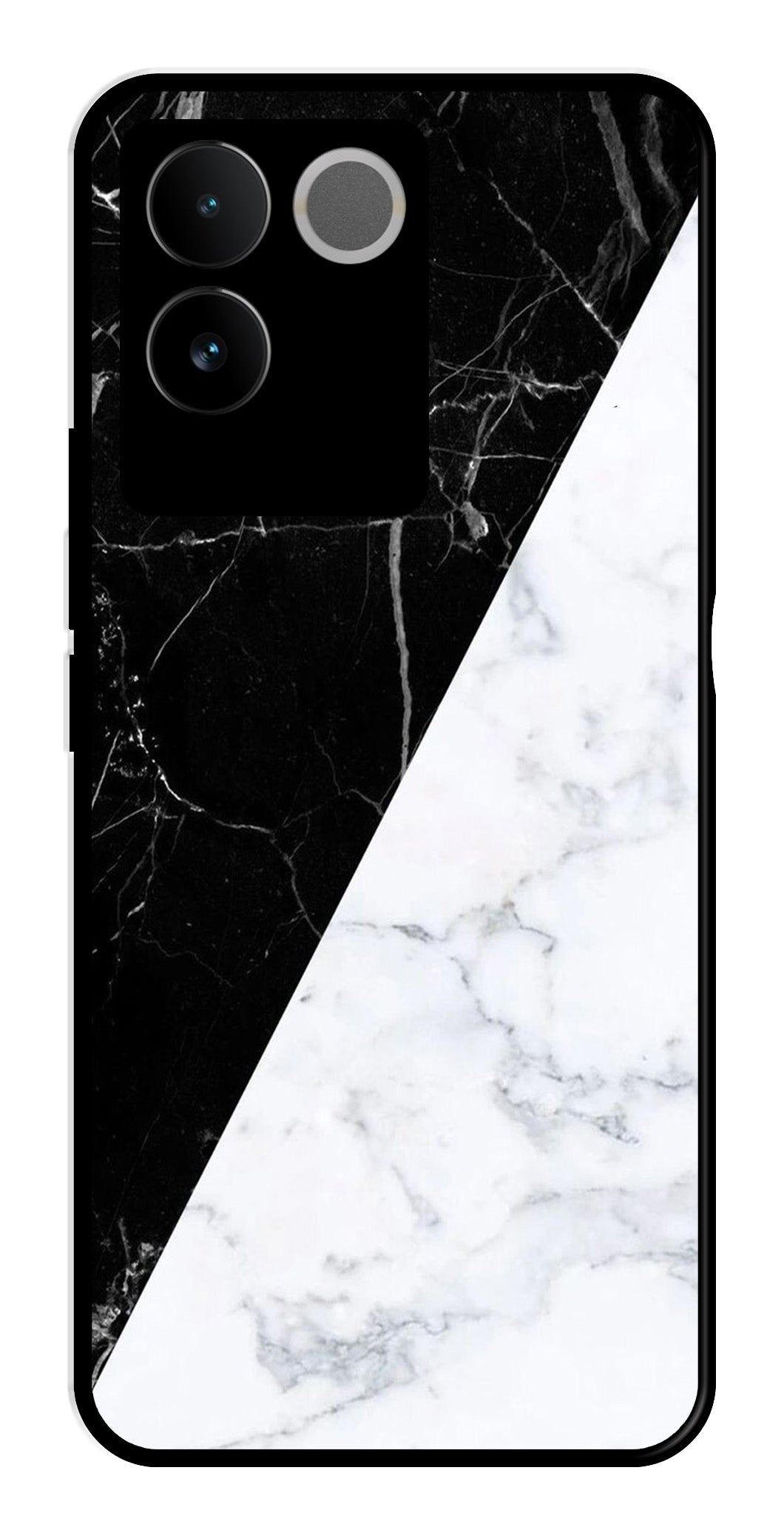Black White Marble Design Metal Mobile Case for Vivo T2 Pro Black White Marble Design Metal Mobile Case for Vivo T2 Pro (Design No -09)