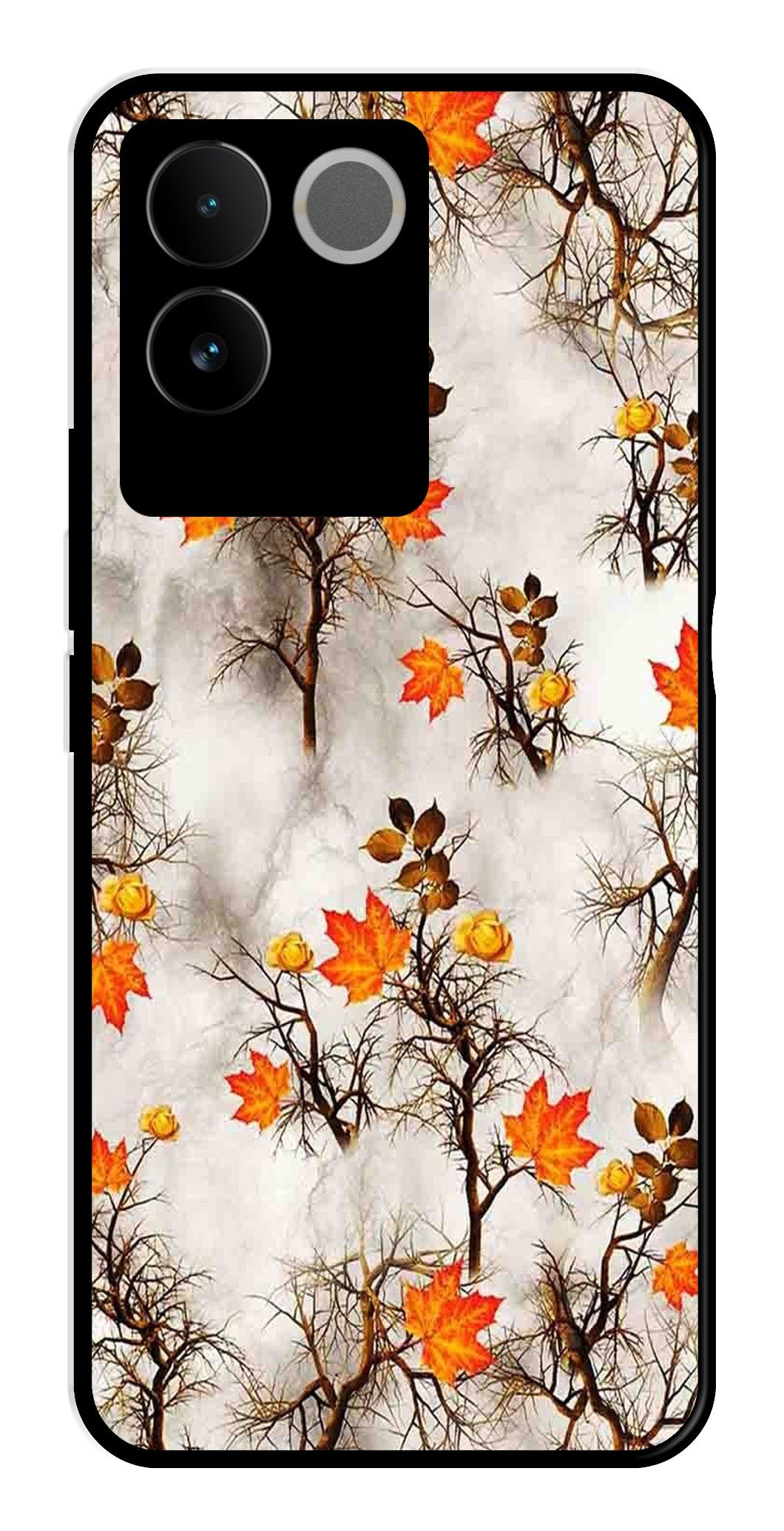 Autumn leaves Metal Mobile Case for Vivo T2 Pro (Design No -55)