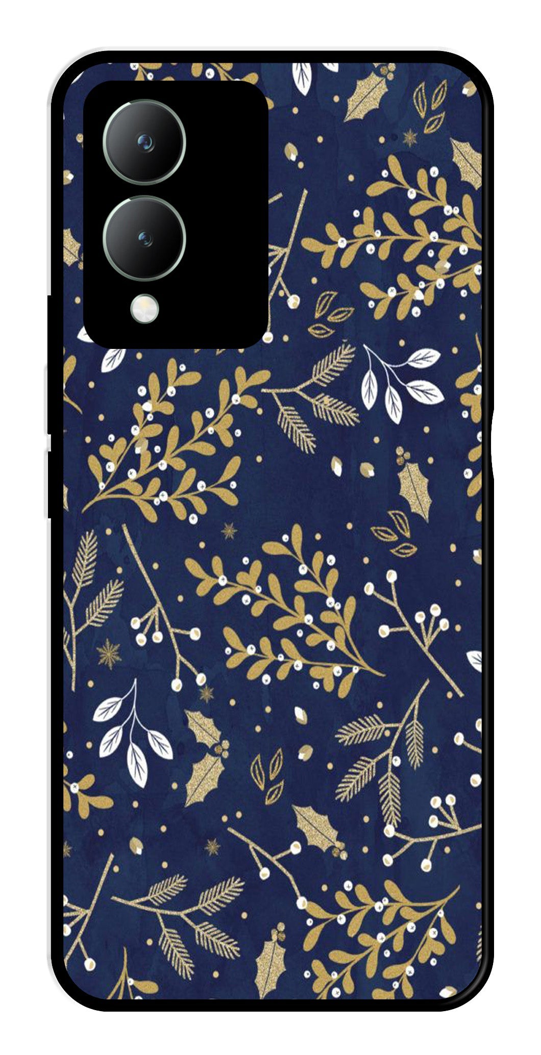 Floral Pattern Metal Mobile Case for Vivo Y17s (Design No -52)