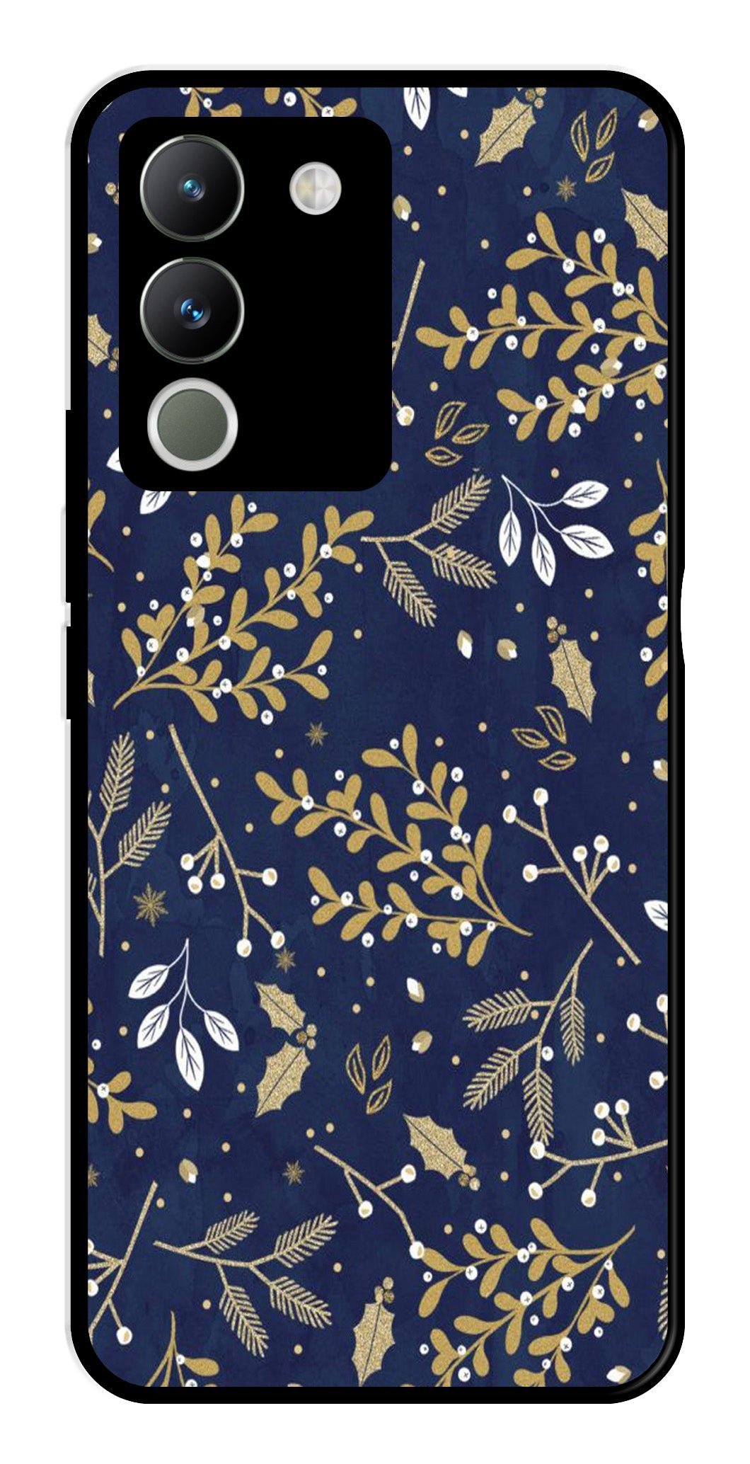 Floral Pattern Metal Mobile Case for Vivo Y200 (Design No -52)