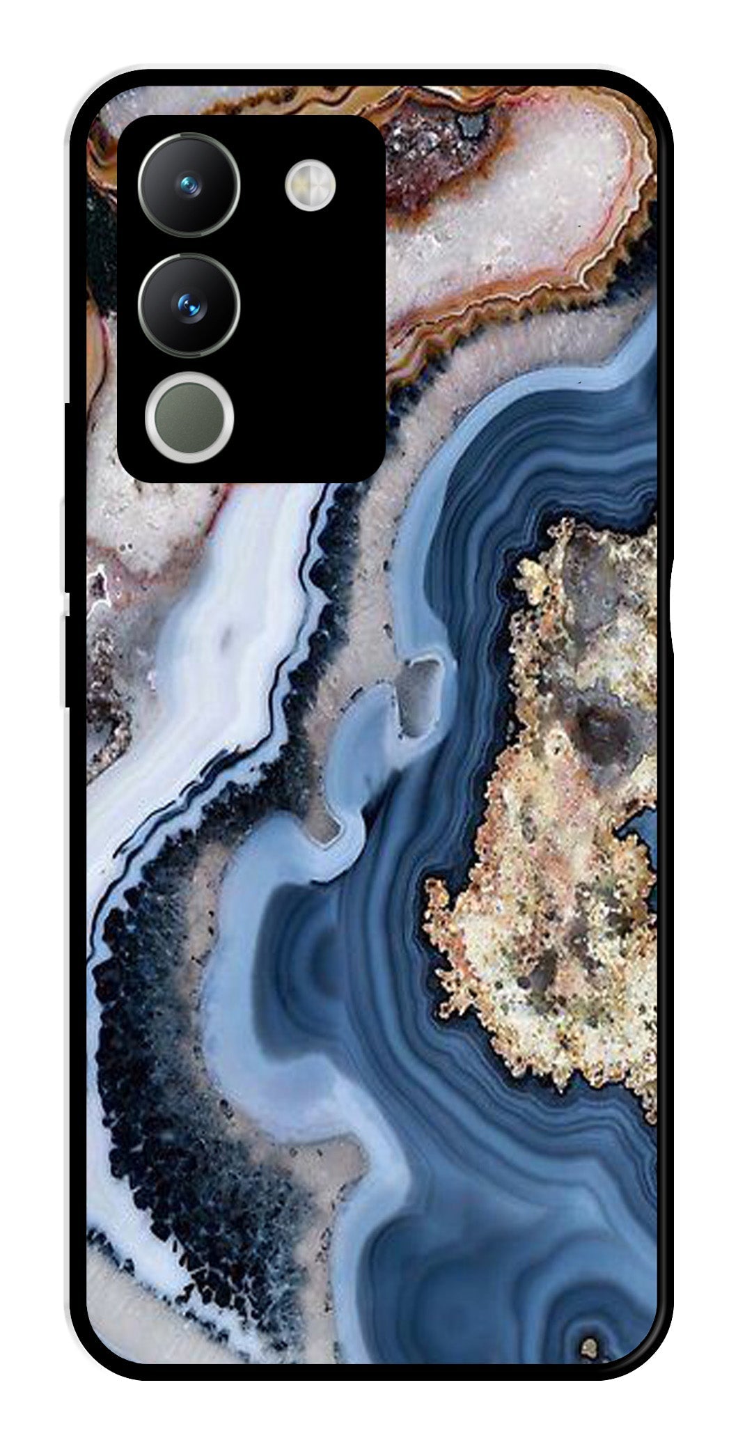 Marble Design Metal Mobile Case for Vivo Y200 (Design No -53)
