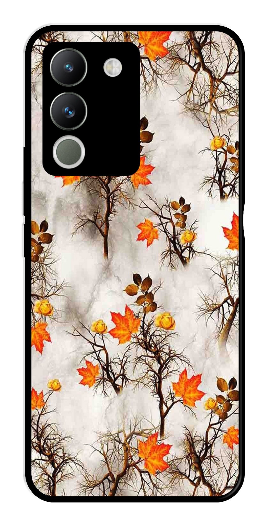 Autumn leaves Metal Mobile Case for Vivo Y200 (Design No -55)