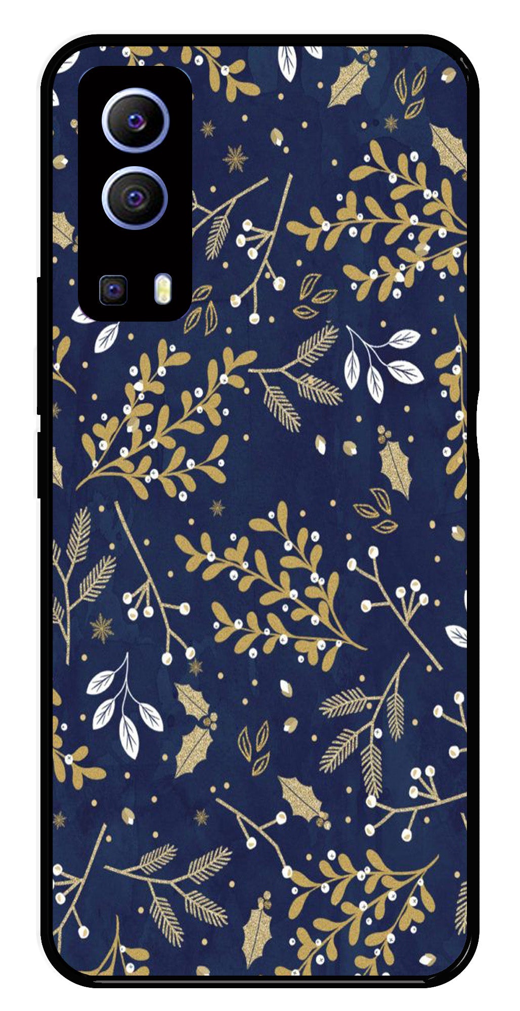 Floral Pattern Metal Mobile Case for Vivo Y72 5G (Design No -52)