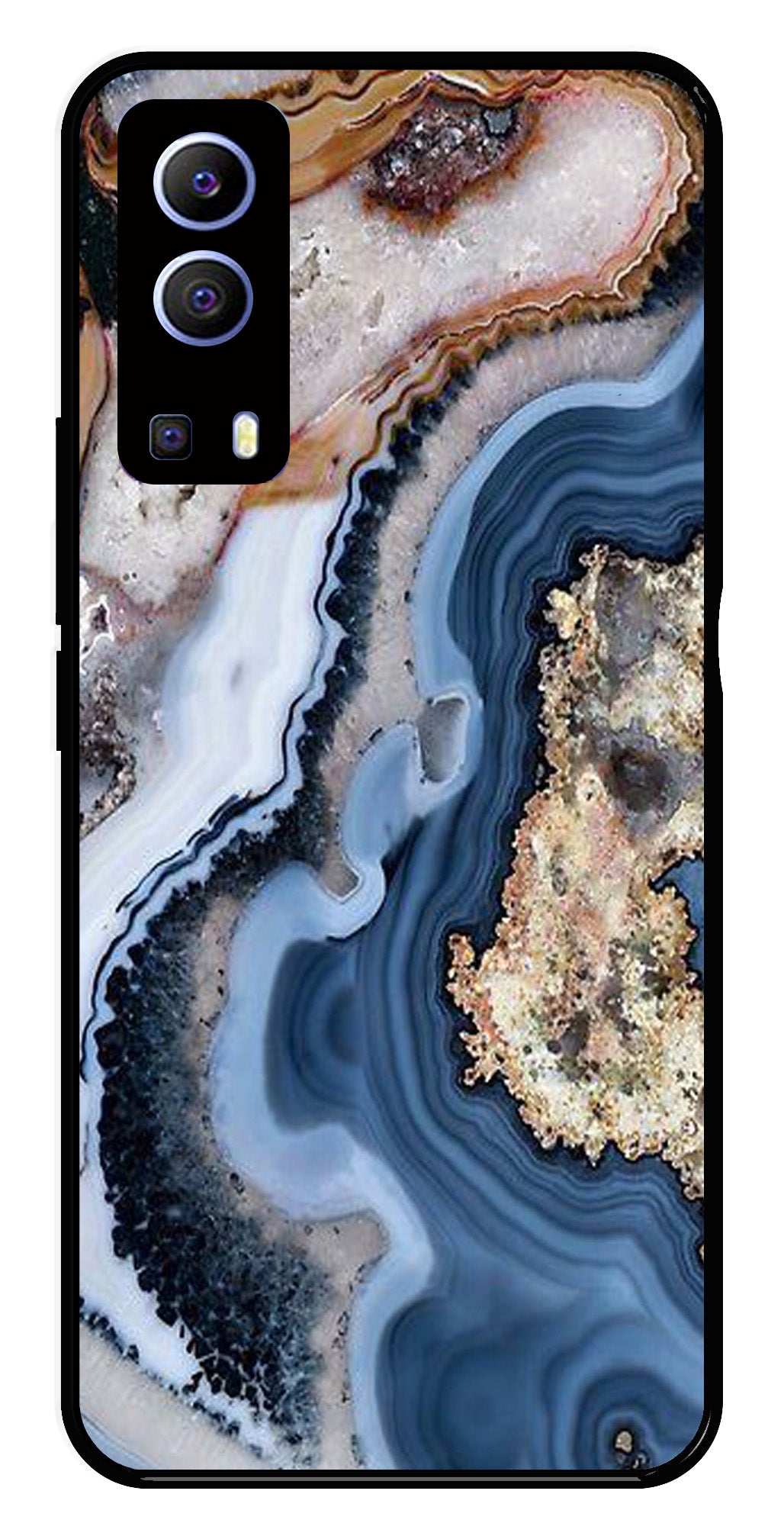 Marble Design Metal Mobile Case for Vivo Y72 5G (Design No -53)