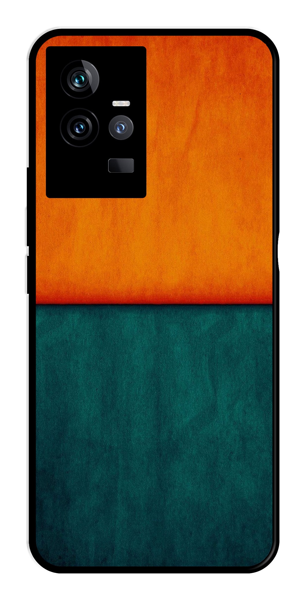 Orange Green Pattern Metal Mobile Case for IQOO 11 5G Orange Green Pattern Metal Mobile Case for IQOO 11 5G (Design No -45)