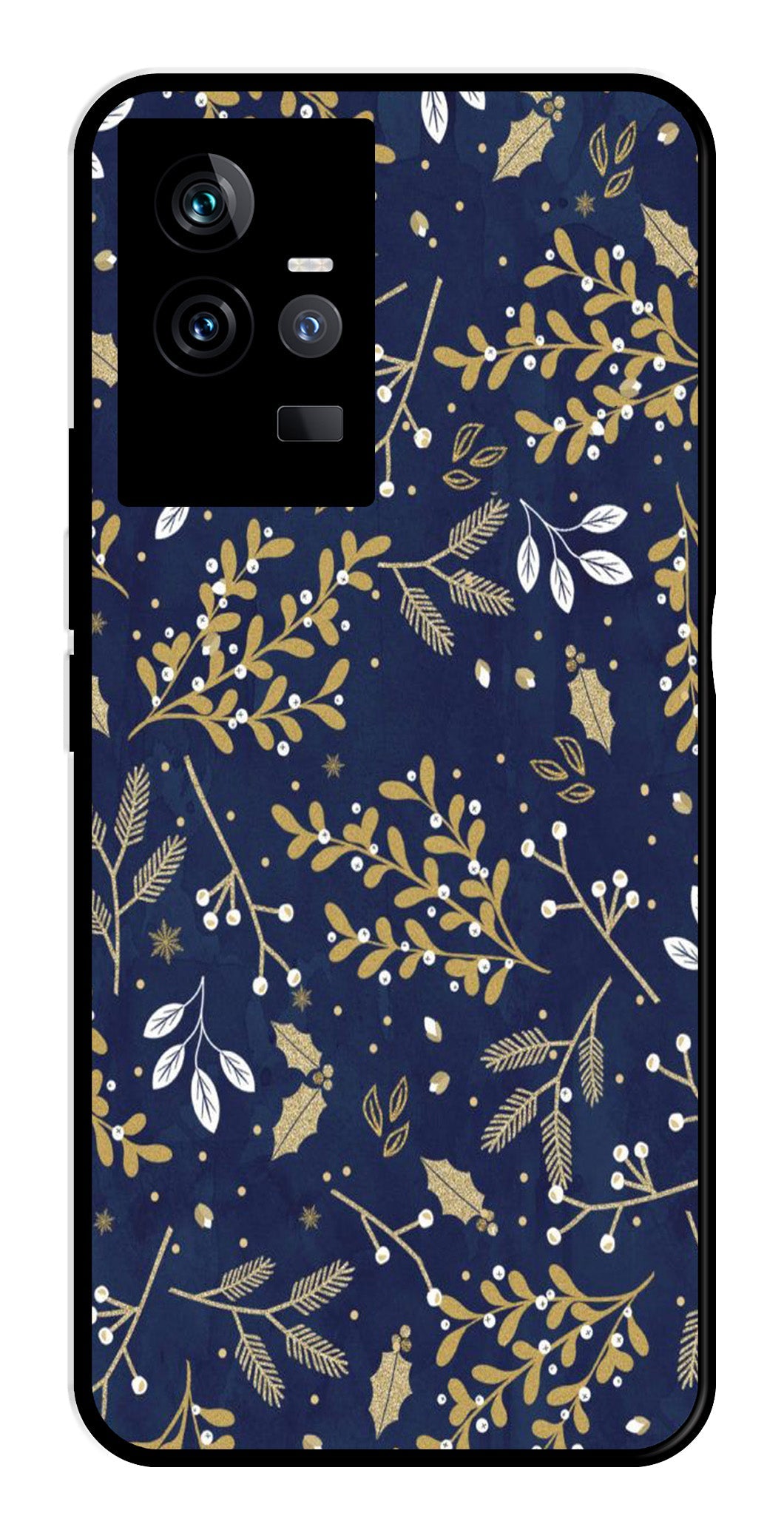 Floral Pattern Metal Mobile Case for IQOO 11 5G (Design No -52)