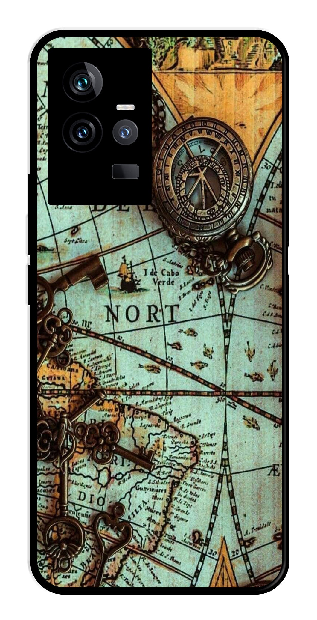 Map Design Metal Mobile Case for IQOO 11 5G (Design No -54)
