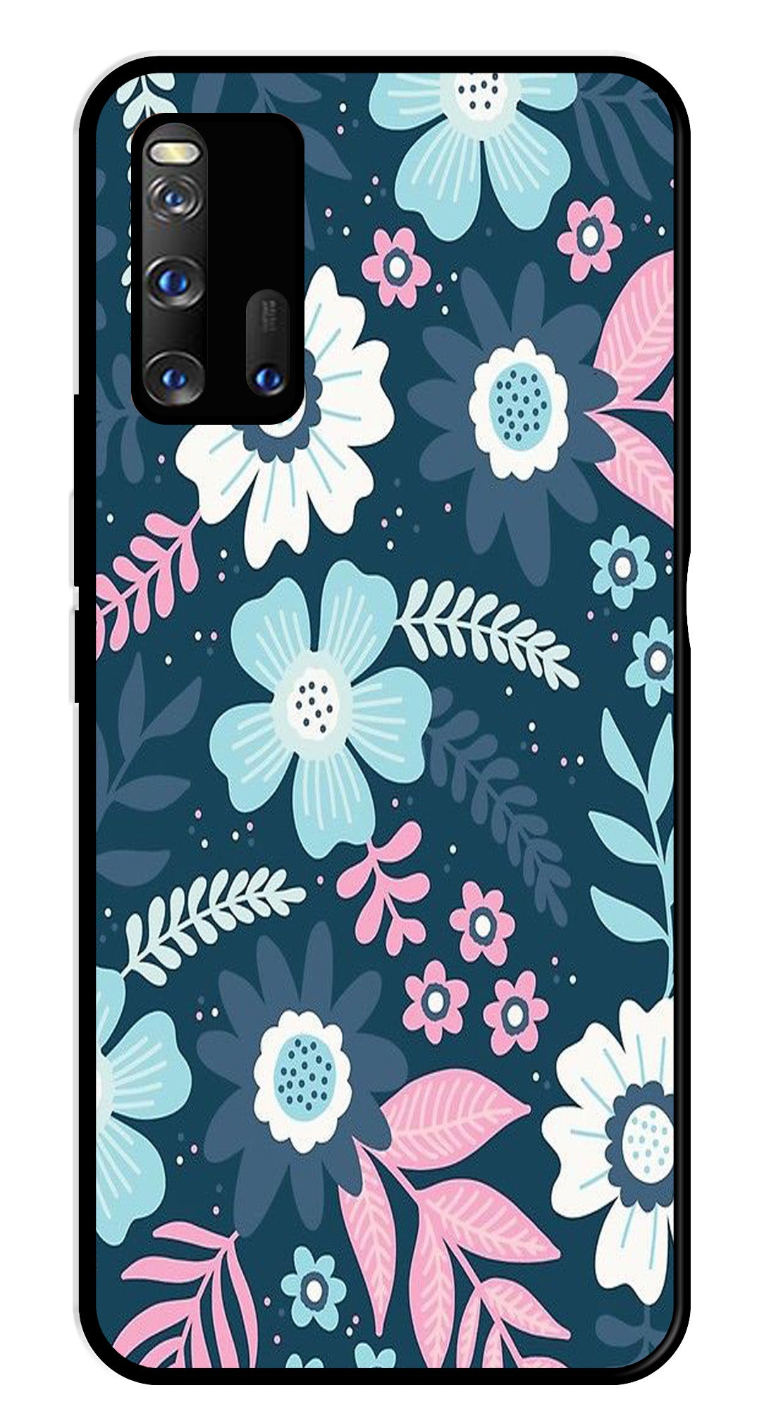 Flower Leaves Design Metal Mobile Case for iQOO 3 5G Flower Leaves Design Metal Mobile Case for iQOO 3 5G (Design No -50)