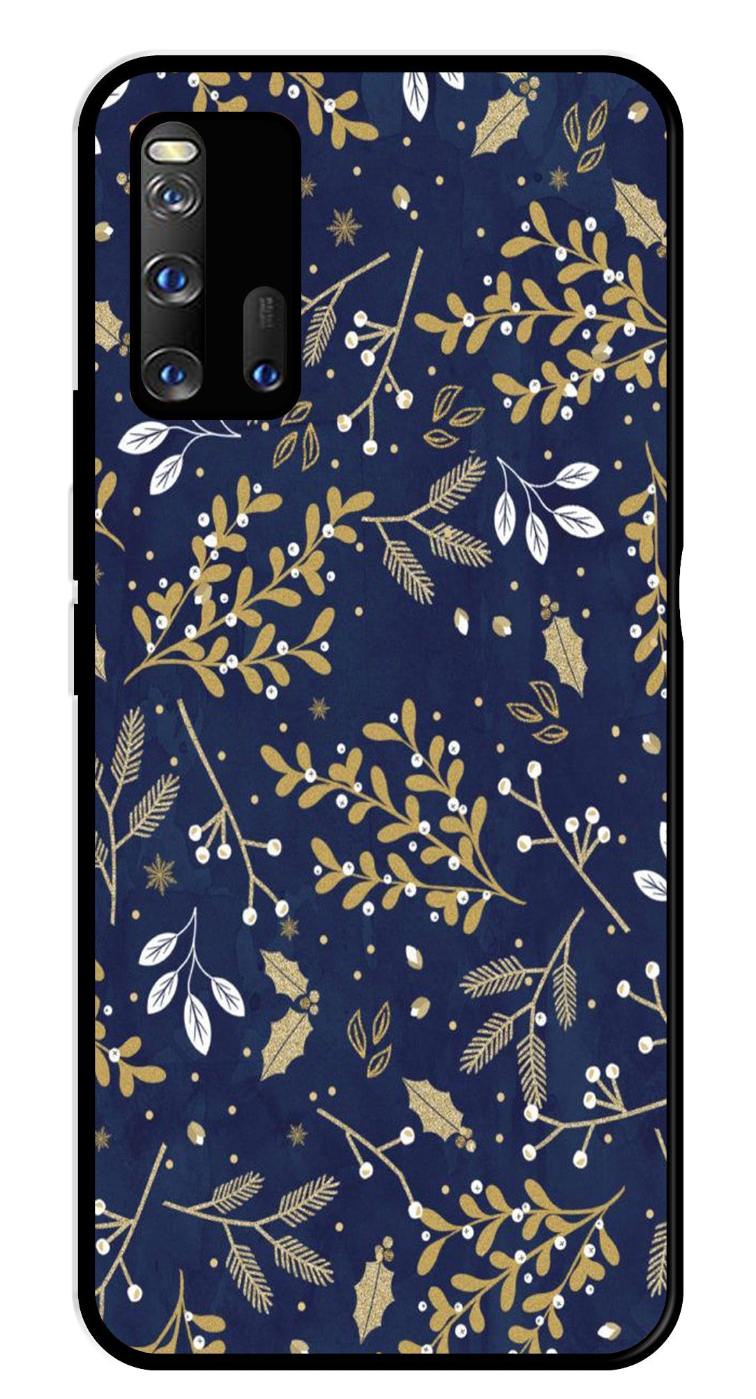 Floral Pattern Metal Mobile Case for iQOO 3 5G (Design No -52)