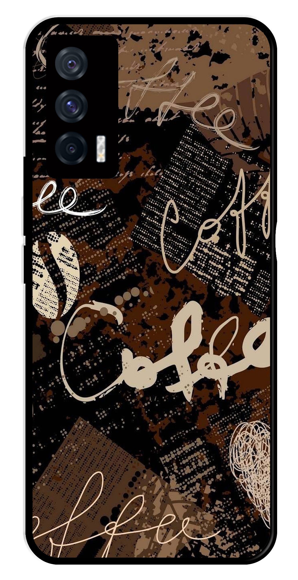Coffee Pattern Metal Mobile Case for iQOO 7 5G (Design No -37)