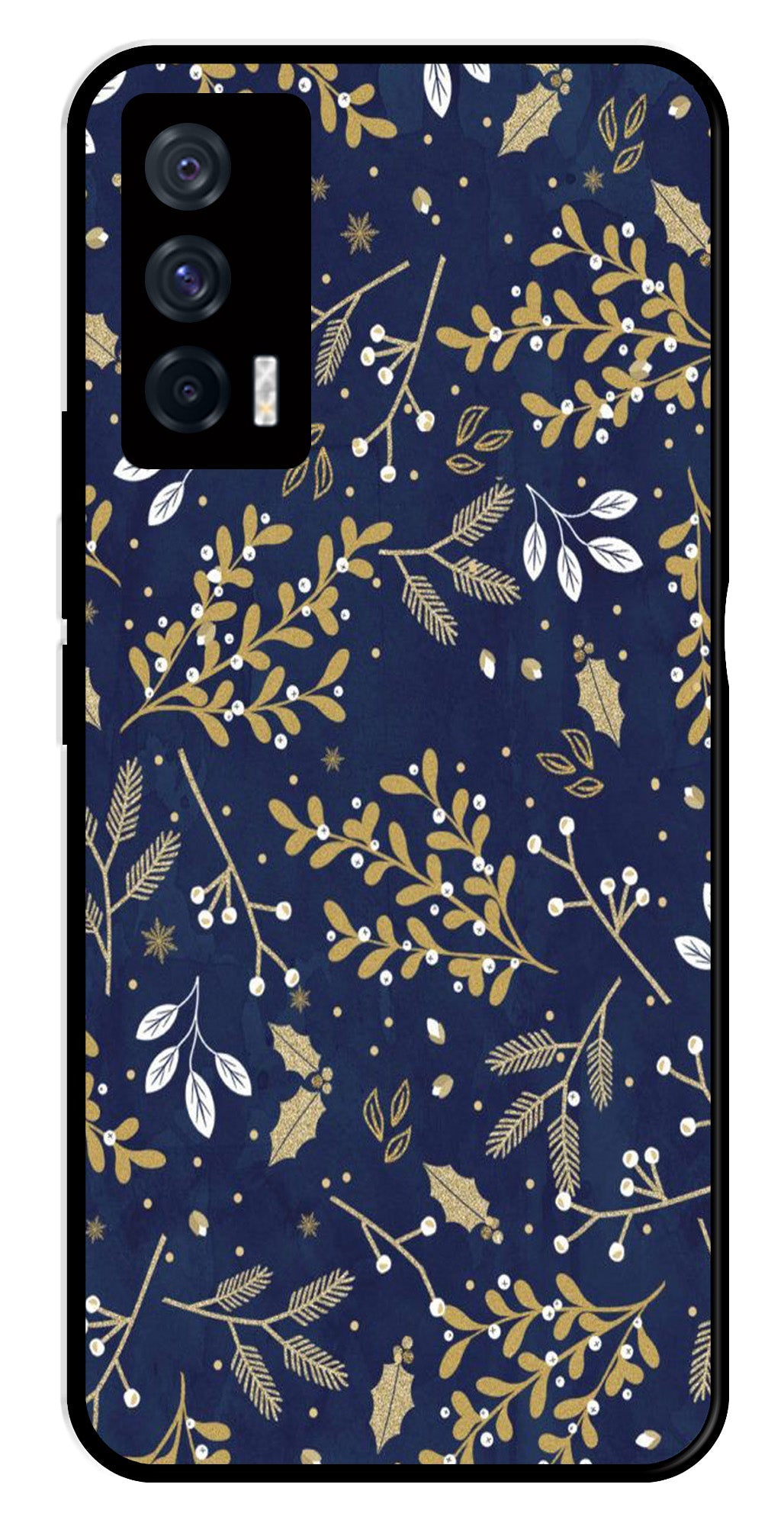Floral Pattern Metal Mobile Case for iQOO 7 5G (Design No -52)