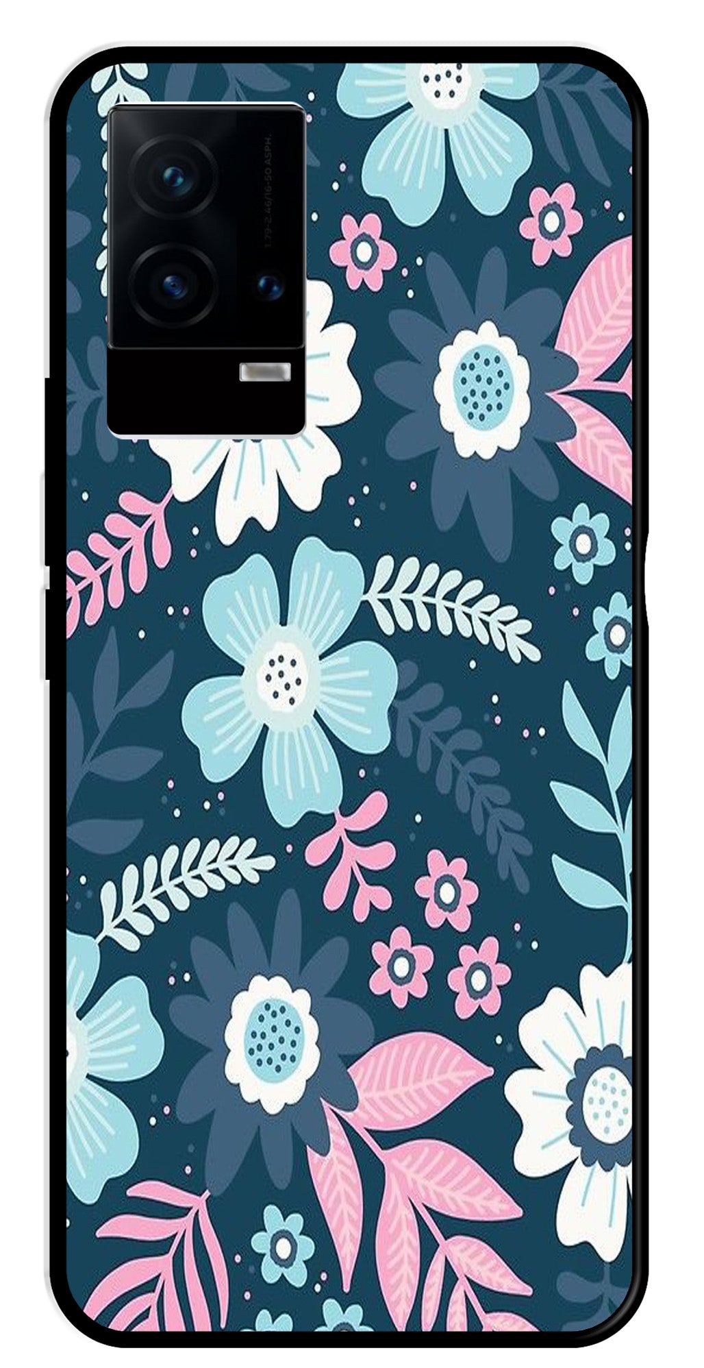 Flower Leaves Design Metal Mobile Case for iQOO 9 5G (Design No -50)