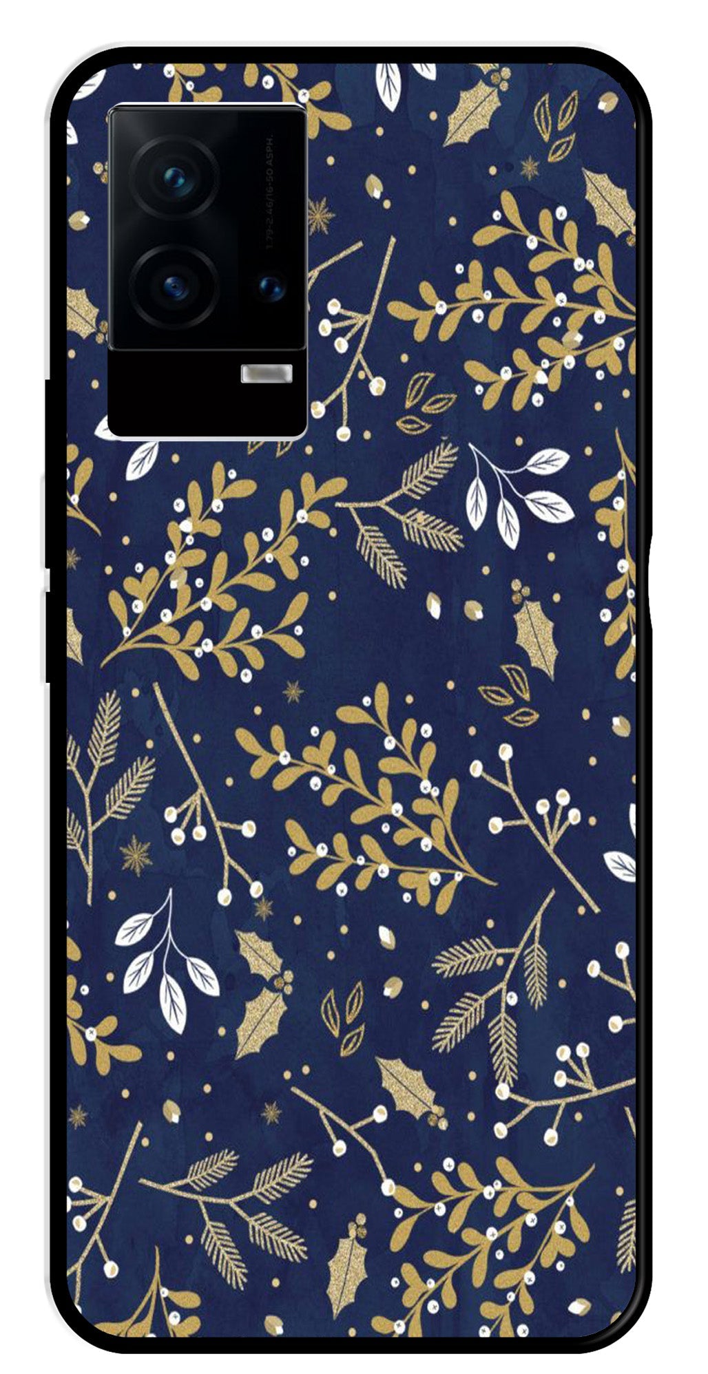 Floral Pattern Metal Mobile Case for iQOO 9 5G (Design No -52)