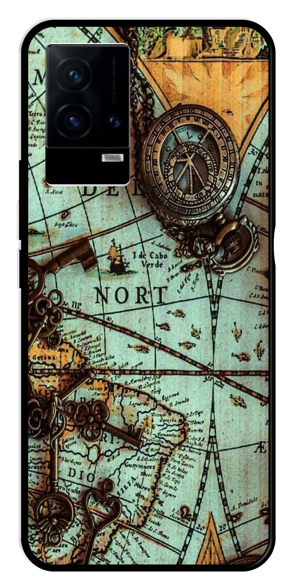 Map Design Metal Mobile Case for iQOO 9 5G (Design No -54)