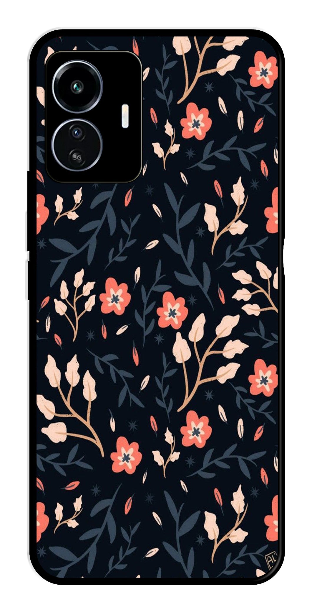 Floral Pattern Metal Mobile Case for iQOO Z6 Lite Floral Pattern Metal Mobile Case for iQOO Z6 Lite (Design No -10)