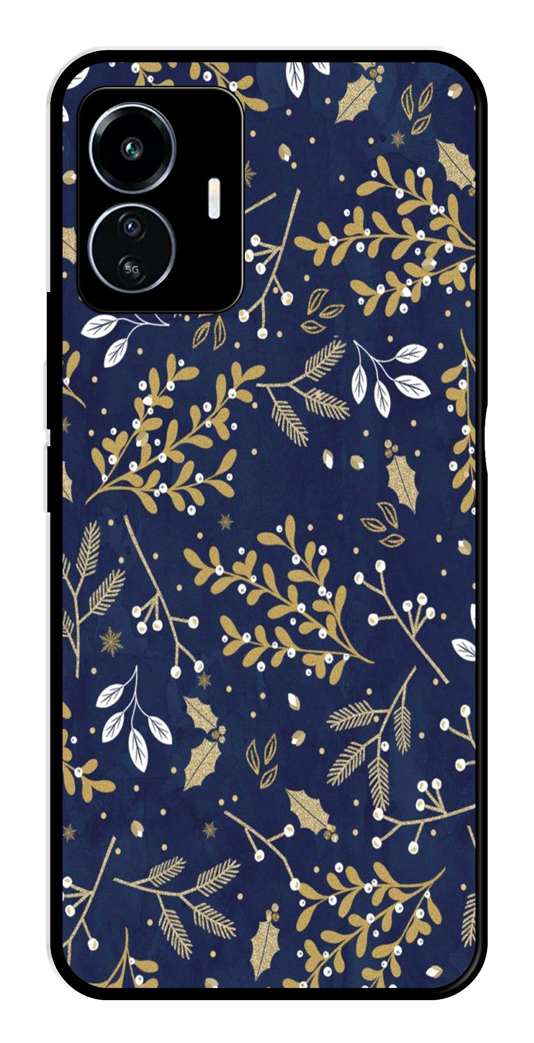 Floral Pattern Metal Mobile Case for iQOO Z6 Lite Floral Pattern Metal Mobile Case for iQOO Z6 Lite (Design No -52)