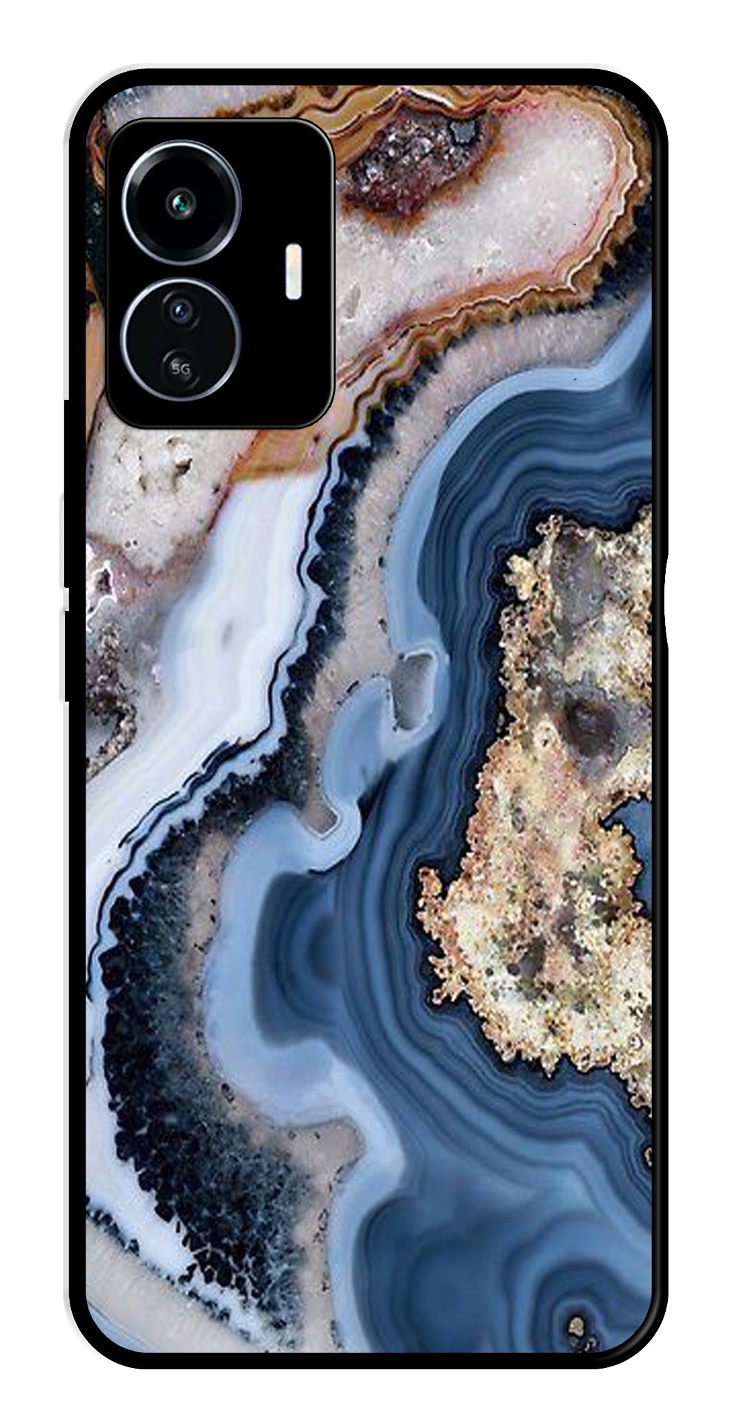 Marble Design Metal Mobile Case for iQOO Z6 Lite (Design No -53)