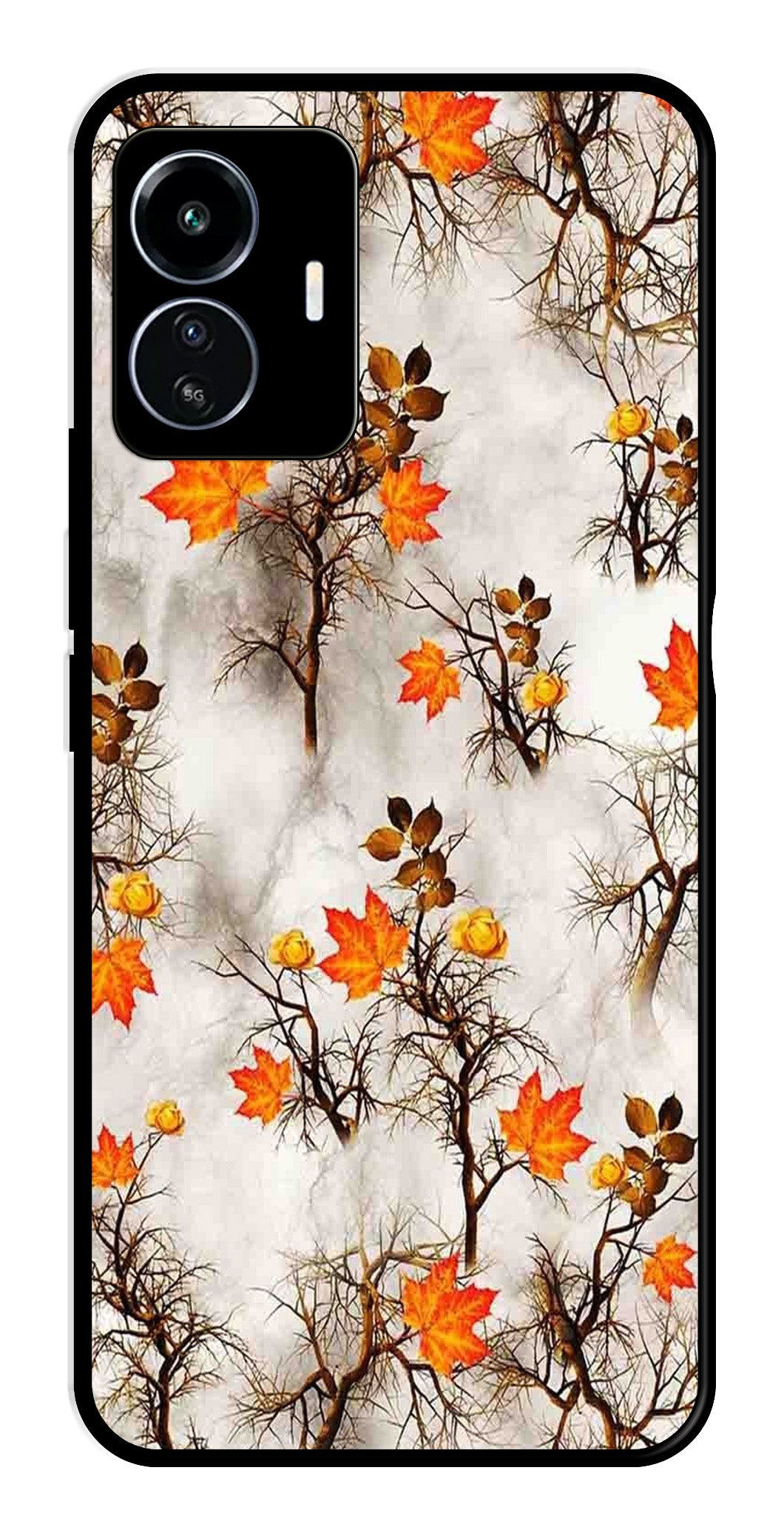 Autumn leaves Metal Mobile Case for iQOO Z6 Lite (Design No -55)