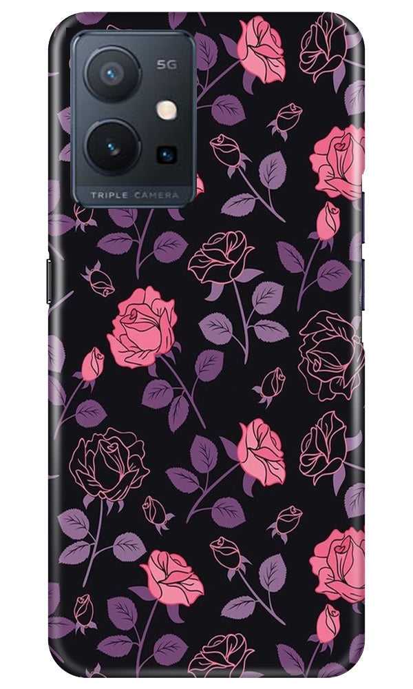 Rose Black Background Mobile Back Case for Vivo Y75 5G / Vivo T1 5G (Design - 27) Rose Black Background Case for Vivo Y75 5G / Vivo T1 5G