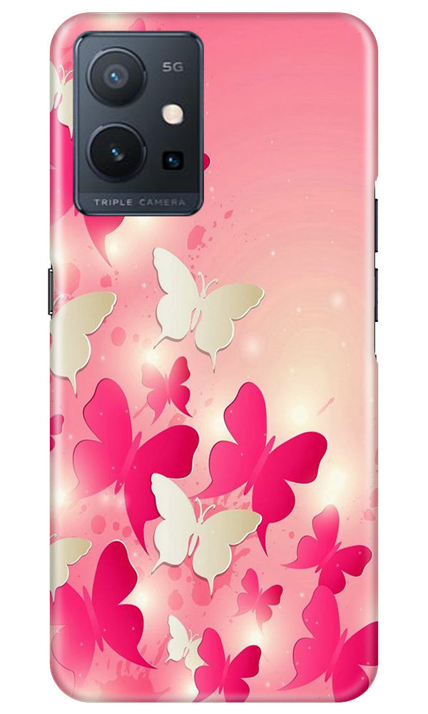 White Pick Butterflies Mobile Back Case for Vivo Y75 5G / Vivo T1 5G (Design - 28) White Pick Butterflies Case for Vivo Y75 5G / Vivo T1 5G