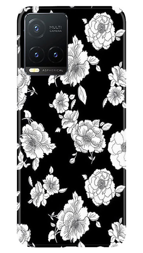 White flowers Black Background Mobile Back Case for Vivo T1X (Design - 9) White flowers Black Background Case for Vivo T1X
