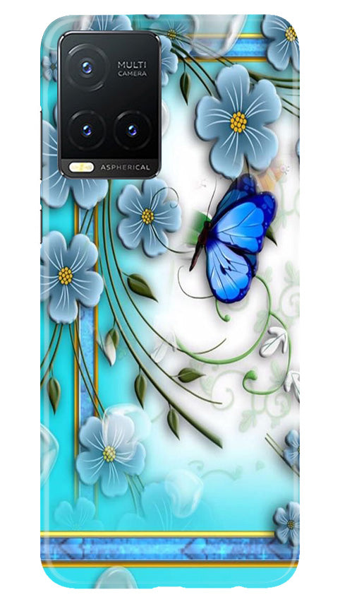 Blue Butterfly Mobile Back Case for Vivo T1X (Design - 21) Blue Butterfly Case for Vivo T1X