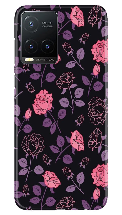 Rose Black Background Mobile Back Case for Vivo T1X (Design - 27) Rose Black Background Case for Vivo T1X