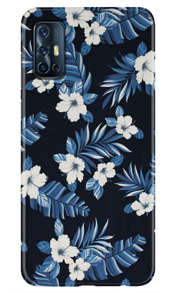 White flowers Blue Background2 Mobile Back Case for Vivo V17 (Design - 15) White flowers Blue Background2 Case for Vivo V17