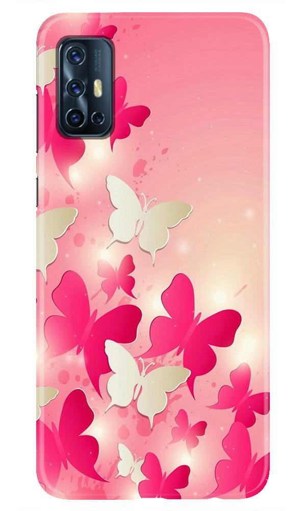 White Pick Butterflies Mobile Back Case for Vivo V17 (Design - 28) White Pick Butterflies Case for Vivo V17