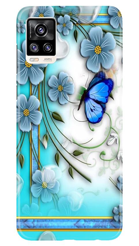 Blue Butterfly Mobile Back Case for Vivo V20 (Design - 21) Blue Butterfly Case for Vivo V20