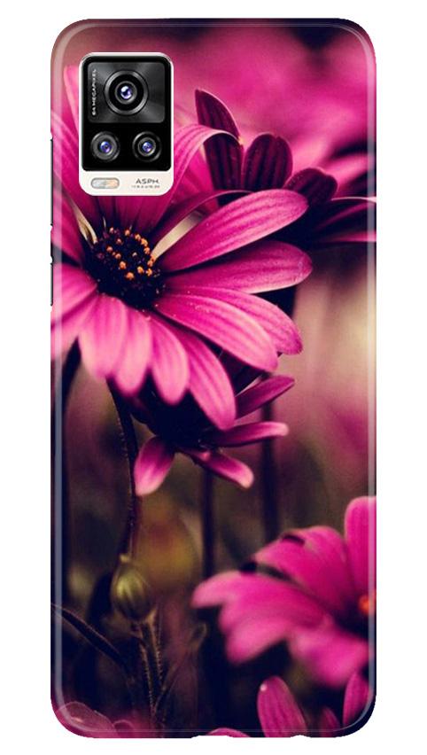 Purple Daisy Mobile Back Case for Vivo V20 (Design - 65) Purple Daisy Case for Vivo V20