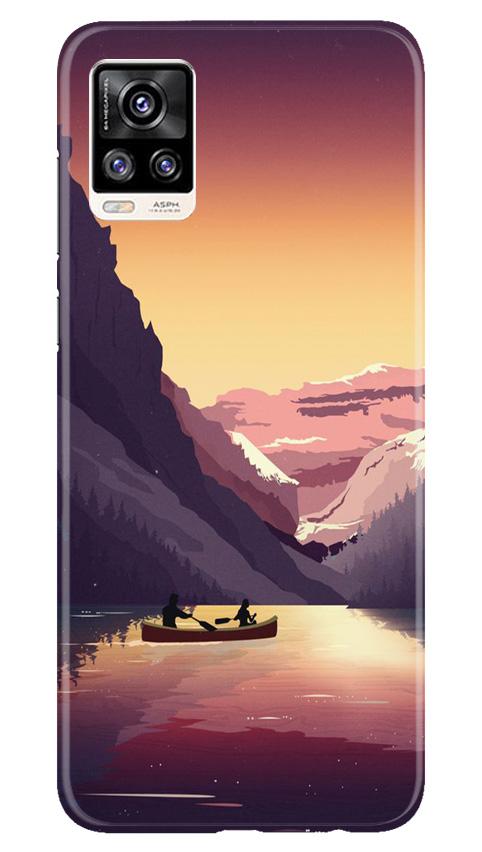 Mountains Boat Mobile Back Case for Vivo V20 (Design - 181) Mountains Boat Case for Vivo V20 (Design - 181)