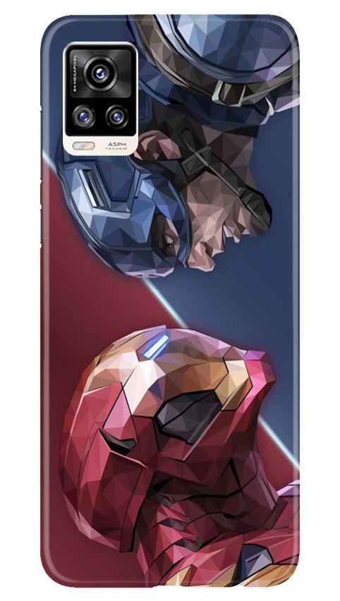 Ironman Captain America Mobile Back Case for Vivo V20 (Design - 245) Ironman Captain America Case for Vivo V20 (Design No. 245)