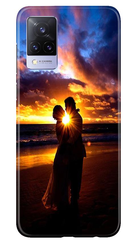 Couple Sea shore Mobile Back Case for Vivo V21 5G (Design - 13) Couple Sea shore Case for Vivo V21 5G