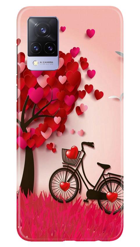 Red Heart Cycle Mobile Back Case for Vivo V21 5G (Design - 222) Red Heart Cycle Case for Vivo V21 5G (Design No. 222)