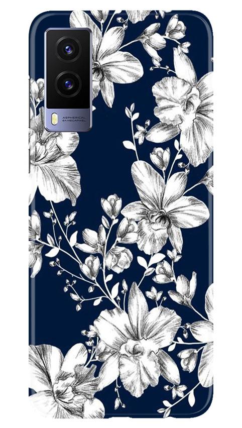 White flowers Blue Background Mobile Back Case for Vivo V21e 5G (Design - 14) White flowers Blue Background Case for Vivo V21e 5G