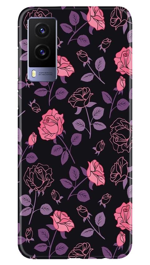 Rose Black Background Mobile Back Case for Vivo V21e 5G (Design - 27) Rose Black Background Case for Vivo V21e 5G