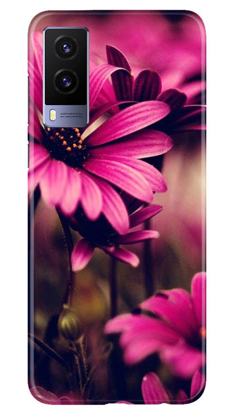 Purple Daisy Mobile Back Case for Vivo V21e 5G (Design - 65) Purple Daisy Case for Vivo V21e 5G